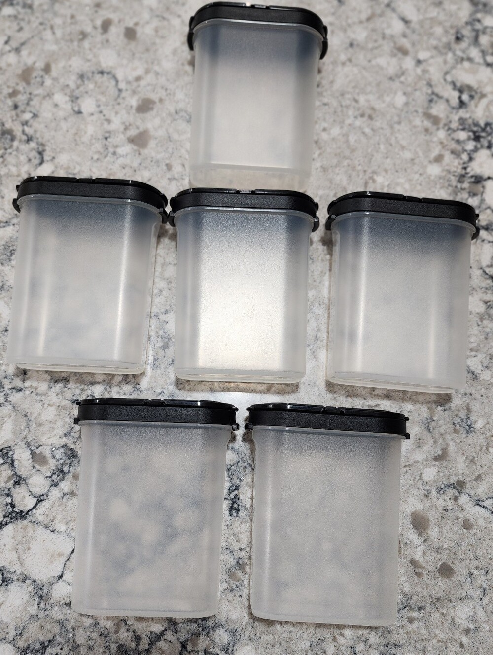 Rare Vintage Tupperware Modular Mates Spice Shakers with Black Lids - Set of 7